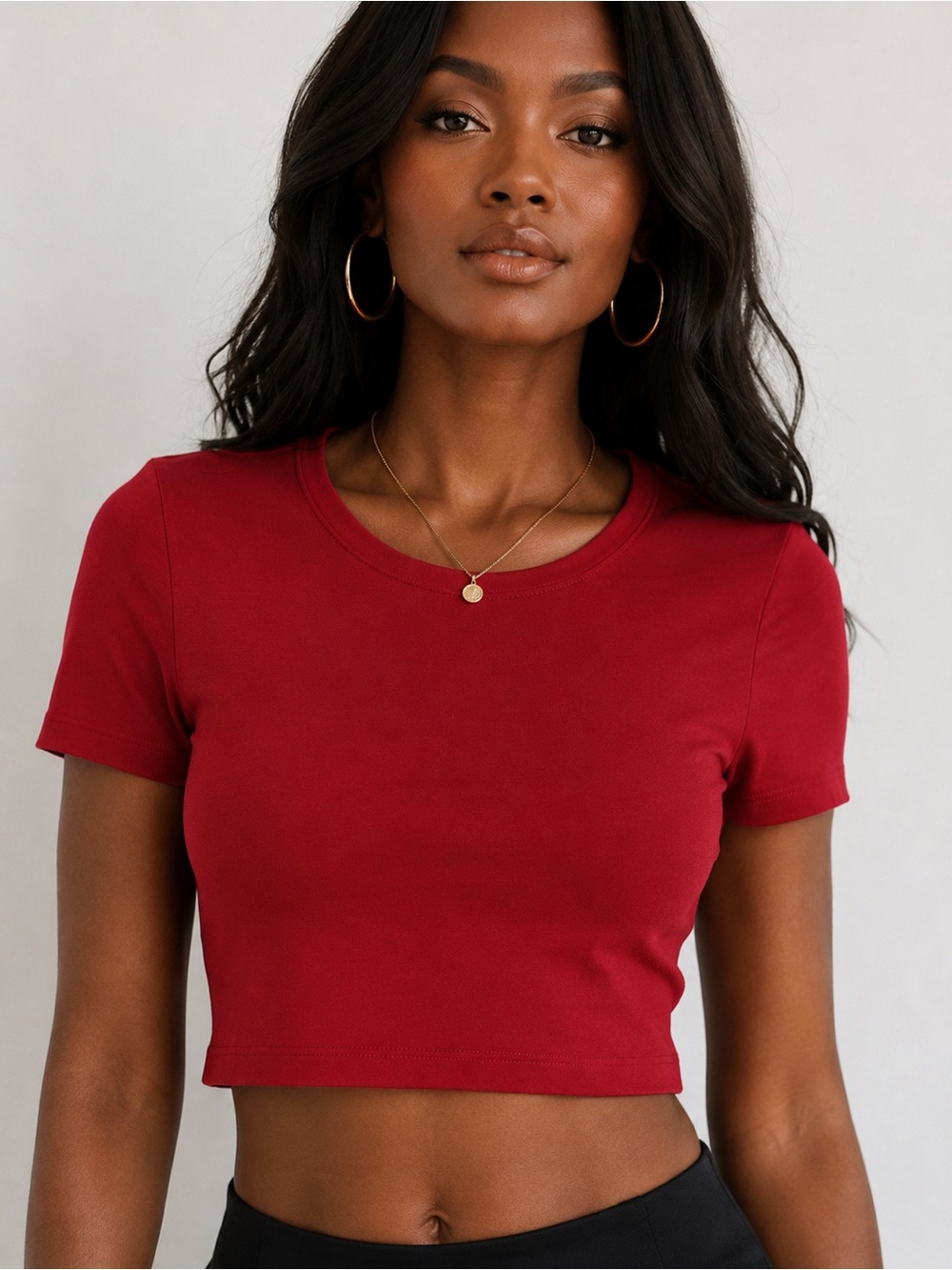 Zara Red Short Sleeve Crop Top